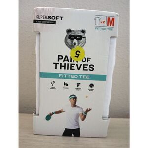 Pair of Thieves Men's Sz M White SuperSoft Cotton Crew Neck Fitted Tees, 2 Pack